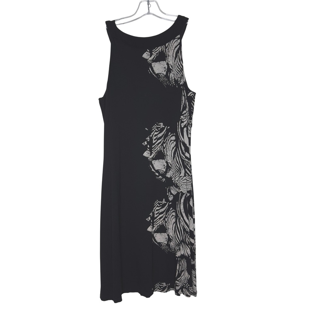 Joseph Ribkoff Dress Sleeveless Black White Print Pullover Knit Round Neck SZ 10